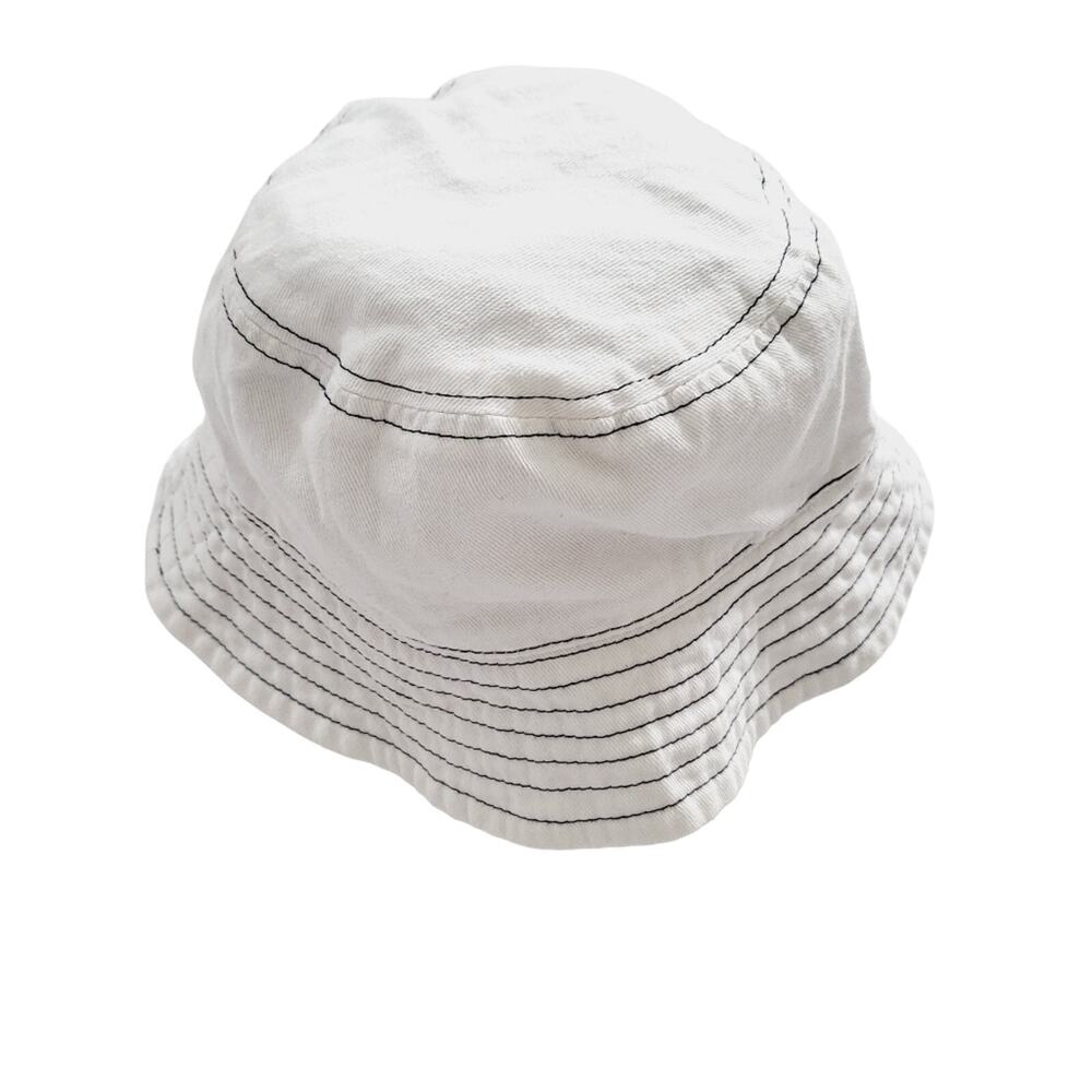 Jumping Beans white with black stitching with strap bucket hat size 2T-4T